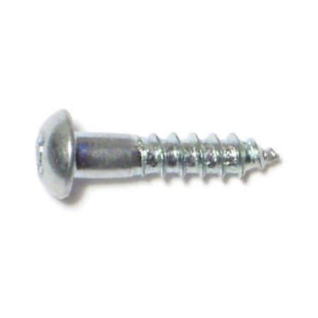 Midwest Fastener Wood Screw, #4, 1/2 in, Zinc Plated Steel Round Head Phillips Drive, 72 PK 61801